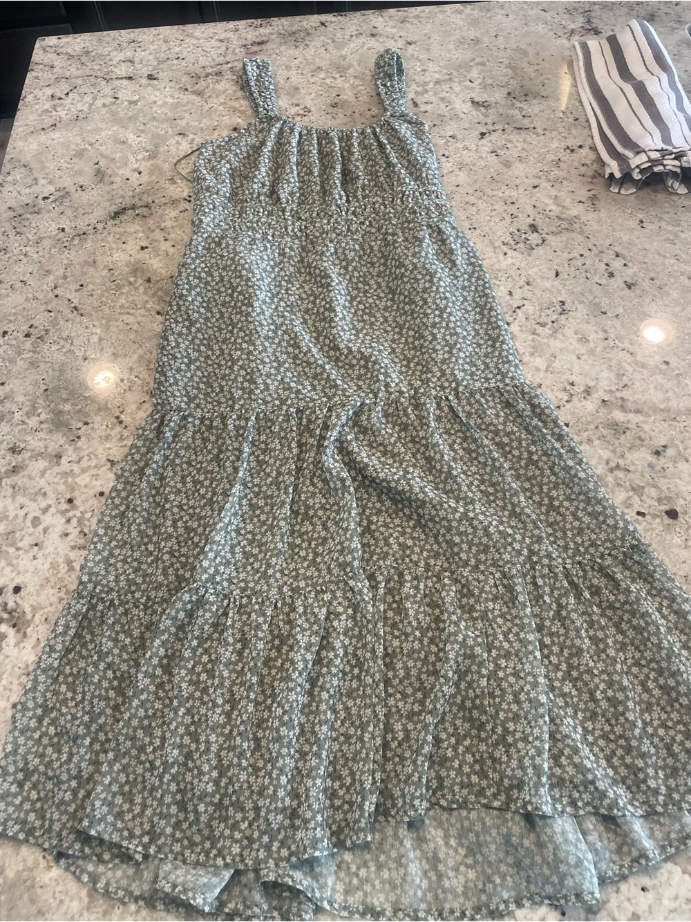 Francesca's Collections Sage Green Floral Tiered Sundress